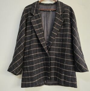 Escada Vintage Brown/Black Wool Blazer Size 40